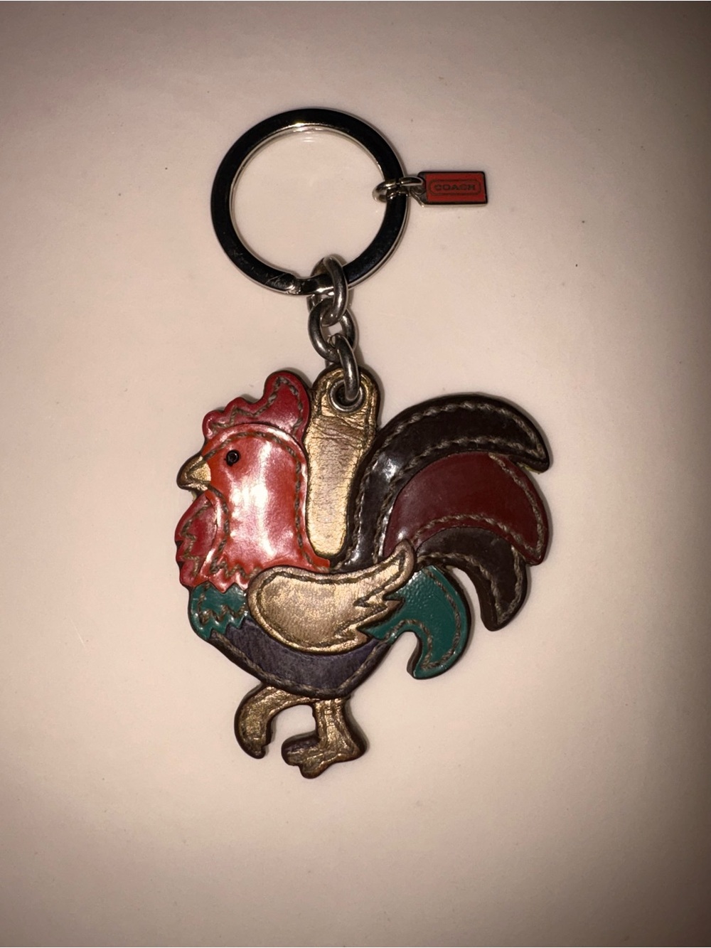 Vintage Coach Leather Rooster Key Charm Style 92100